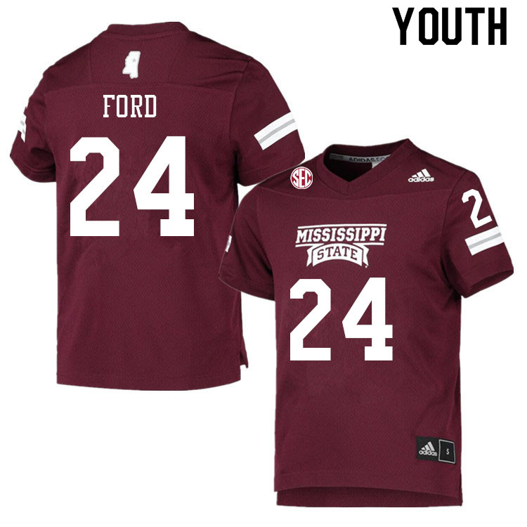Youth #24 Scoobie Ford Mississippi State Bulldogs College Football Jerseys Sale-Maroon